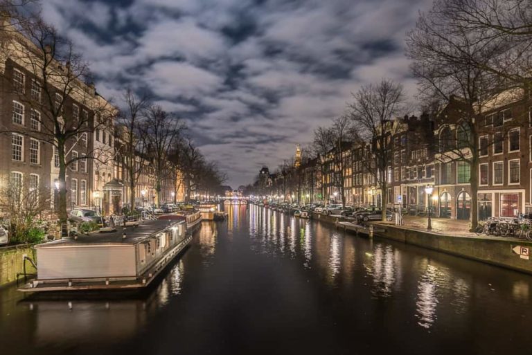 Amsterdam Night Clouds Water